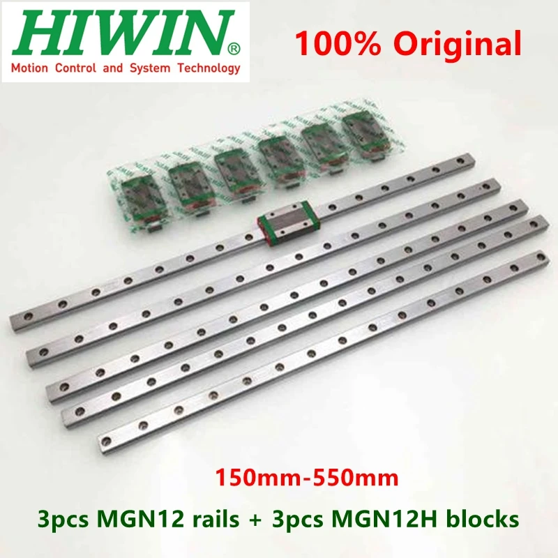 Online Hiwin impressora 3d, trilho linear mgn12, 150, 200, 250, 300, 330, 350, 400, 450, 500mm, guia + 3 peças