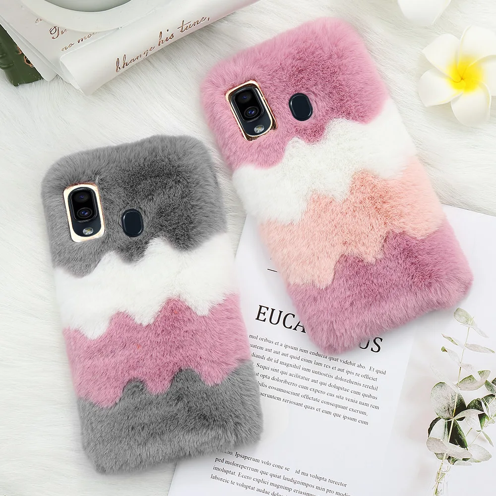 Милые теплые спортивные костюмы пушистый чехол для Samsung Галактики A51 A71 A6 A7 A8 J4 J6