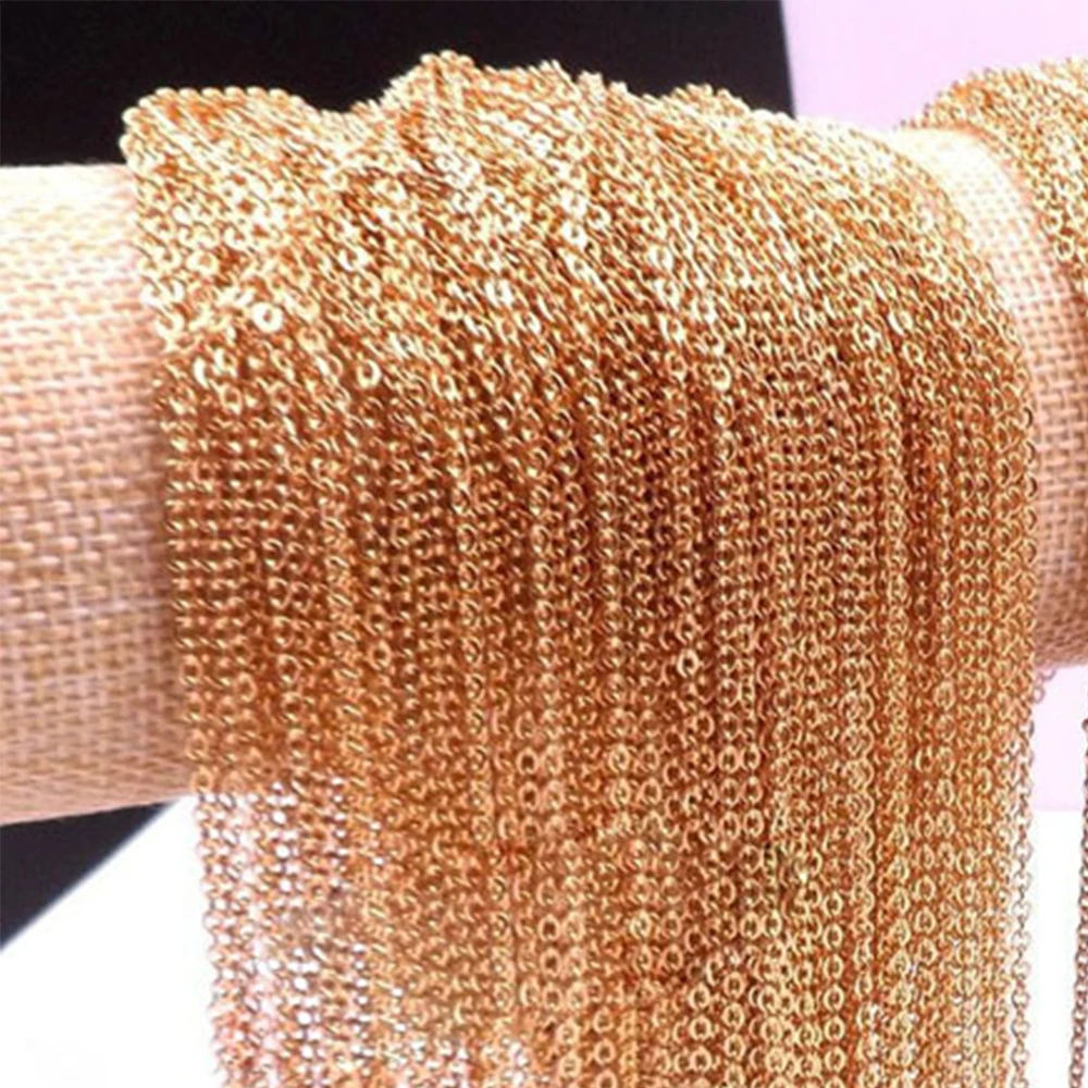 

5/10/20/100 Meters Cross Chain Wholesale 316L Gold Silver Color Stainless Steel Choker Fashion Men's Necklace For Women DIY Gift