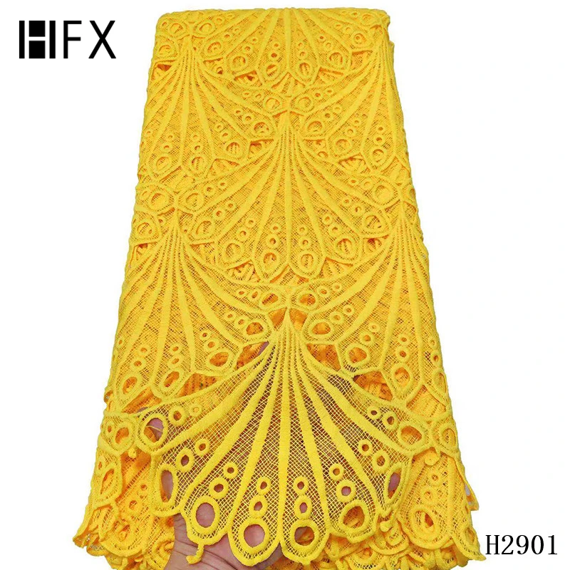 

HFX wholesale 5yards latest Nigeria milk silk lace water soluble guipure lace fabric high quality african cord lace H2901