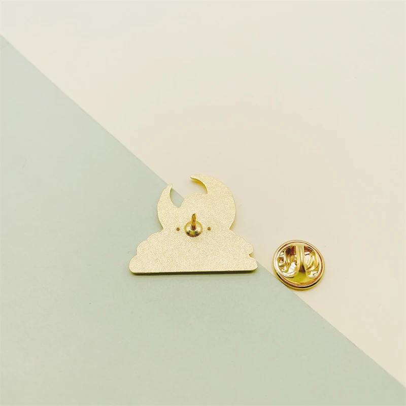 Мультяшные милые животные кролик эмалевые булавки Солнце Луна облака белый