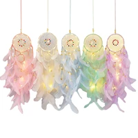 girl heart dream catcher national feather ornaments lace ribbons feathers wrapped lights girls room decor dreamcatcher