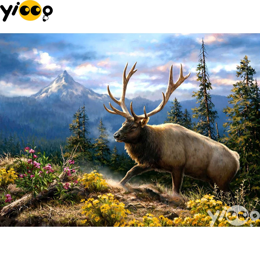 

Full Square/Round Diamond Embroidery Moose in the Valley 5D Diamond Painting Rhinestone Mosaic Home Decor Gift BX2467