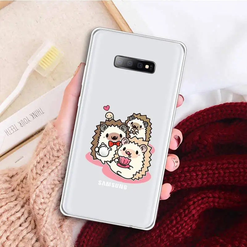 

Animal lovely cartoon hedgehog Phone Case Transparent for samsung A 21s 50 71 S 8 9 20 20fe note 10 20 ultra plus