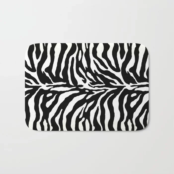 Скандинавский коврик с принтом зебры черно-белый для ванной рисунком диких
