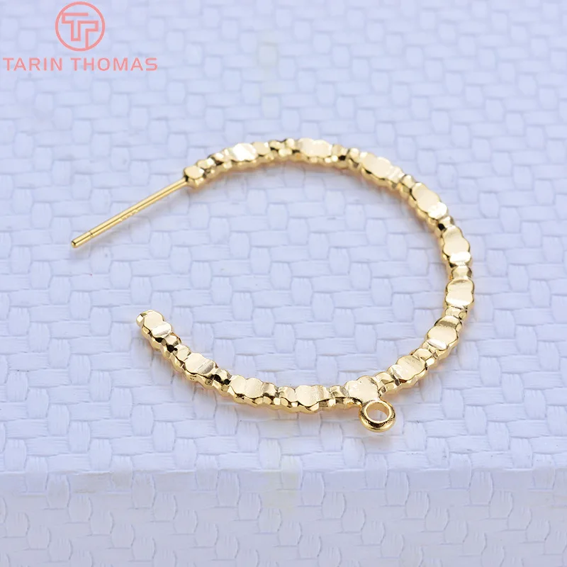 Латунные квадратные серьги петли из проволоки 6 шт. диаметр 30 мм 24 К золотого