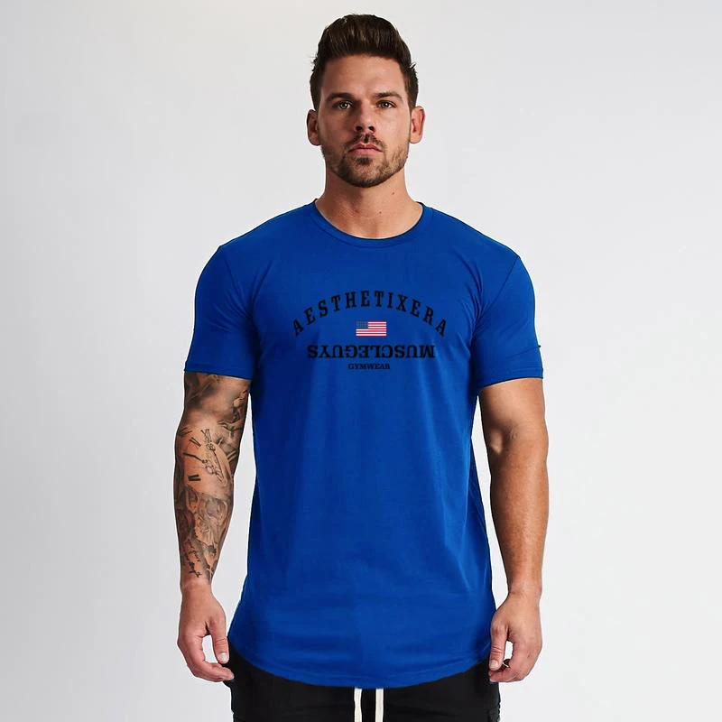 

Summer Brand clothing muscle tight t-shirt mens fitness t-shirts homme gyms t shirt men Bodybuilding tees shirts