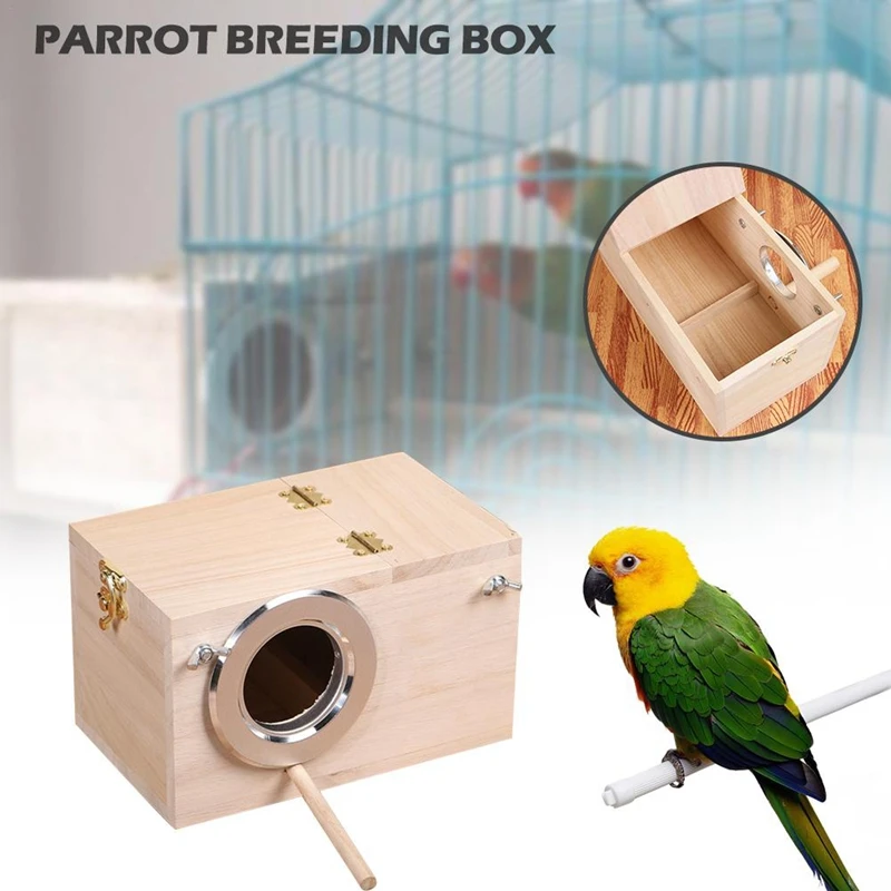Solid Wooden Bird Feeder Budgerigar Parrot Breeding Box Nest Cage Incubator for Parakeet Love Birds | Дом и сад