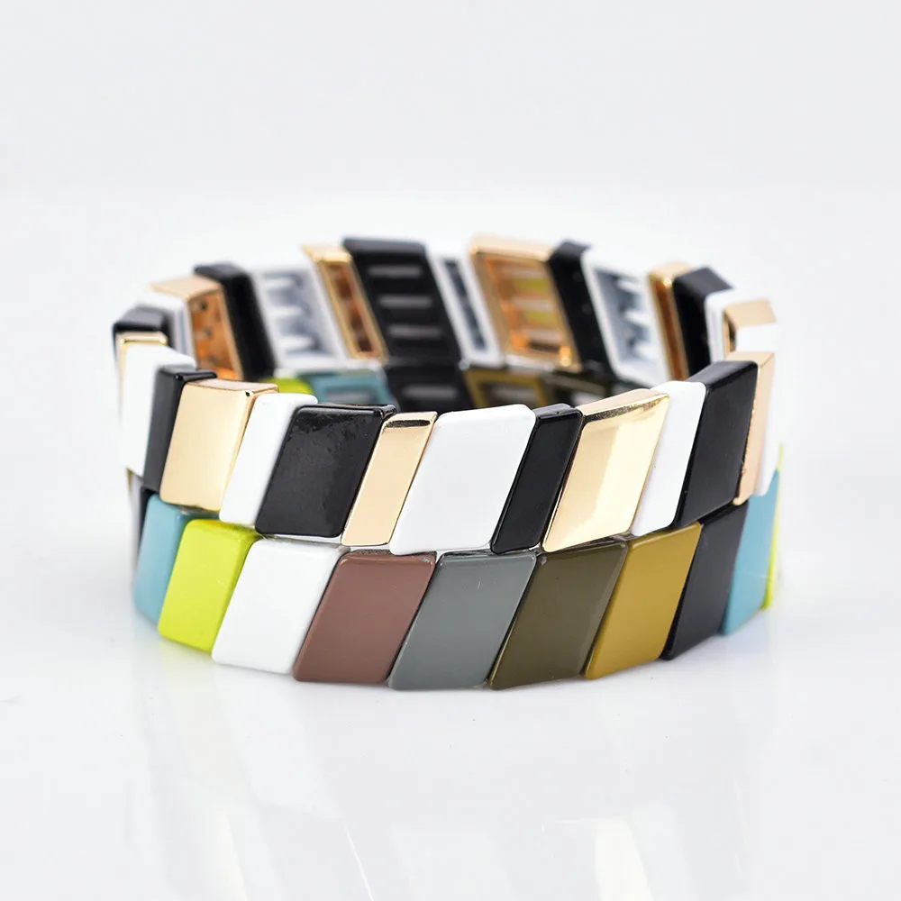 Модный эмалированный браслет с радужными бусинами KSRA 2019 Фабричный Штабелируемый