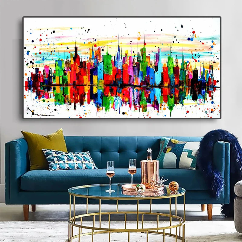 

Abstract City New York Art Canvas Oil Painting Colorful City Posters and Prints Living Room Decoration Wall Art Picture No Frame