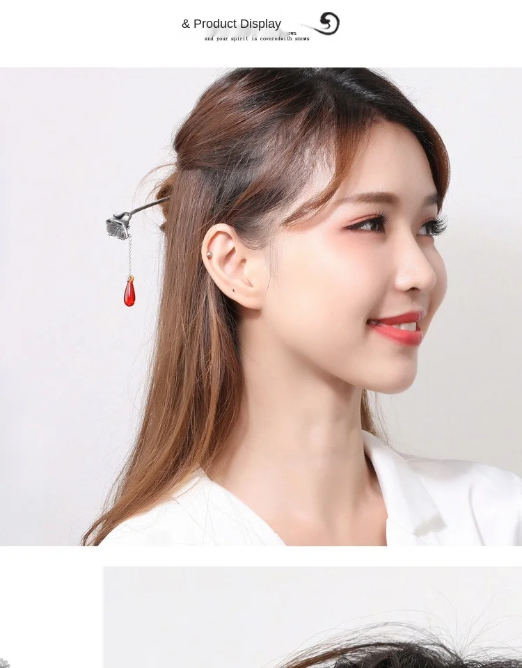 

zq Pure Silver Plate Hairpin Classical Buyao Headdress Han Chinese Clothing Hair Clasp Female Birthday Mother's Day Gift