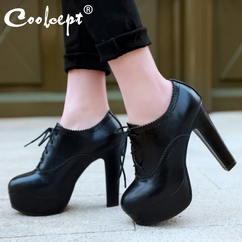 Coolcept plus big size 34-47 women stiletto high heel shoes sexy lady platform spring fashion heeled pumps heels P16740 | Обувь