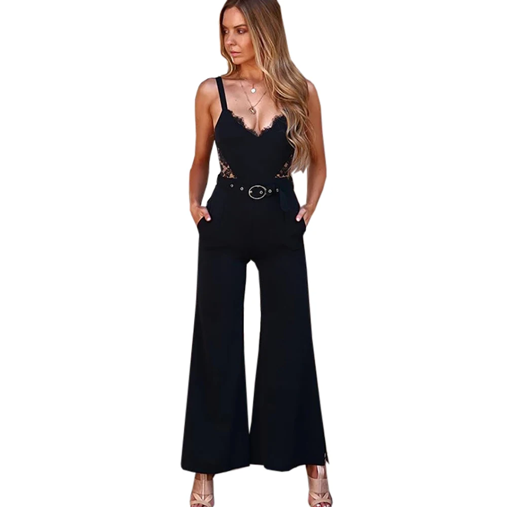 

купальник Spring 2021 women's new sleeveless suspenders with deep V jumpsuit slim trousers fashion slim women's jumpsuit