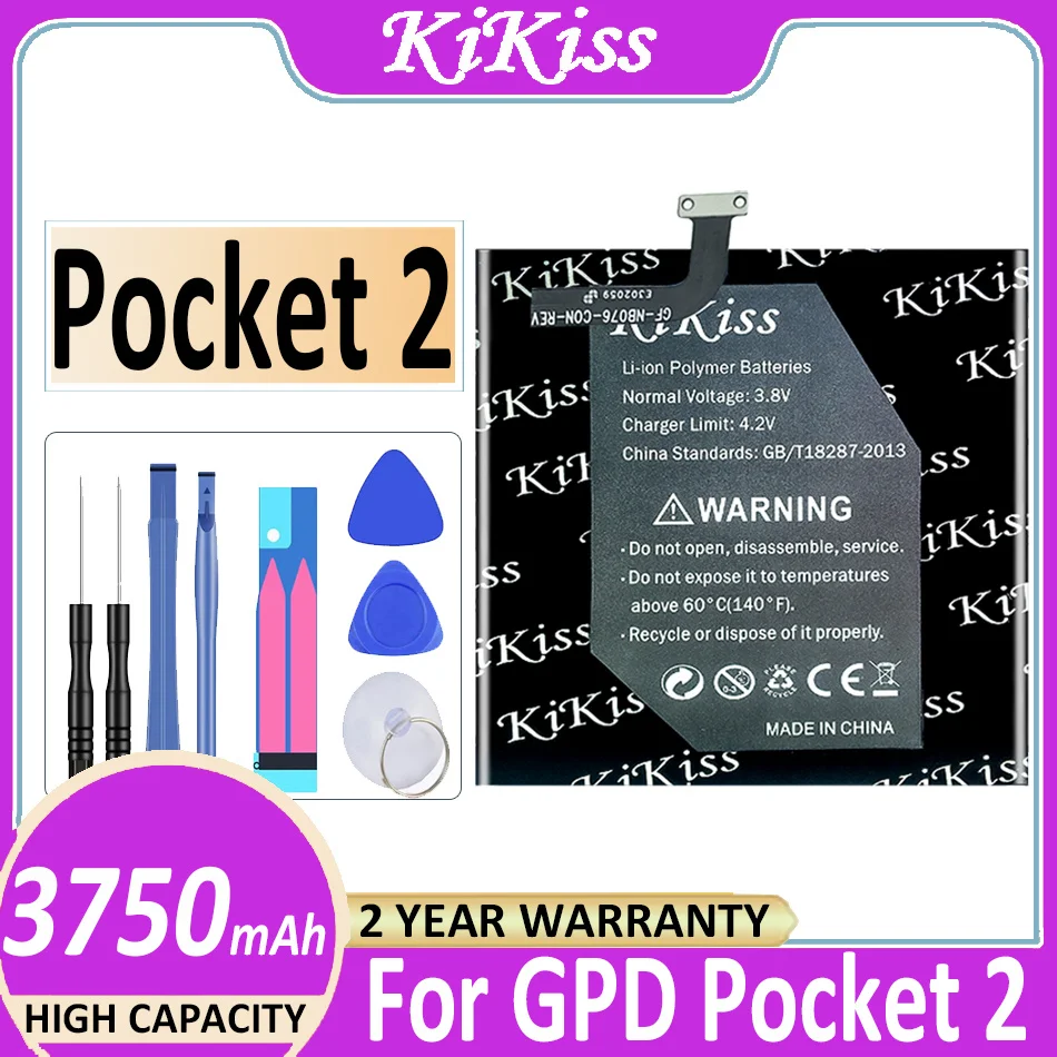 

3750mAh KiKiss Replacement Battery For GPD Pocket 2 Pocket2 Handheld Gaming Laptop GamePad 7.6V 624284-2S Batery + Free Tools