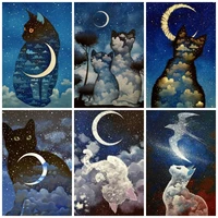 diy 5d cat moon animals diamond painting abstract cartoon mosaic full drill picture cross stitch embroidery kits home decor