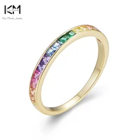 kiss mandy 925 sterling silver rainbow wedding band colorful aaaa zircon eternity finger ring women jewelry wholesale eqr15