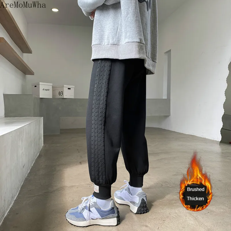 

2020 NEW Fat Japanese Plus Velvet Sports Leggings Pants Men's Large Size Loose Guard Pants Winter Casual Harem Joggers Pants