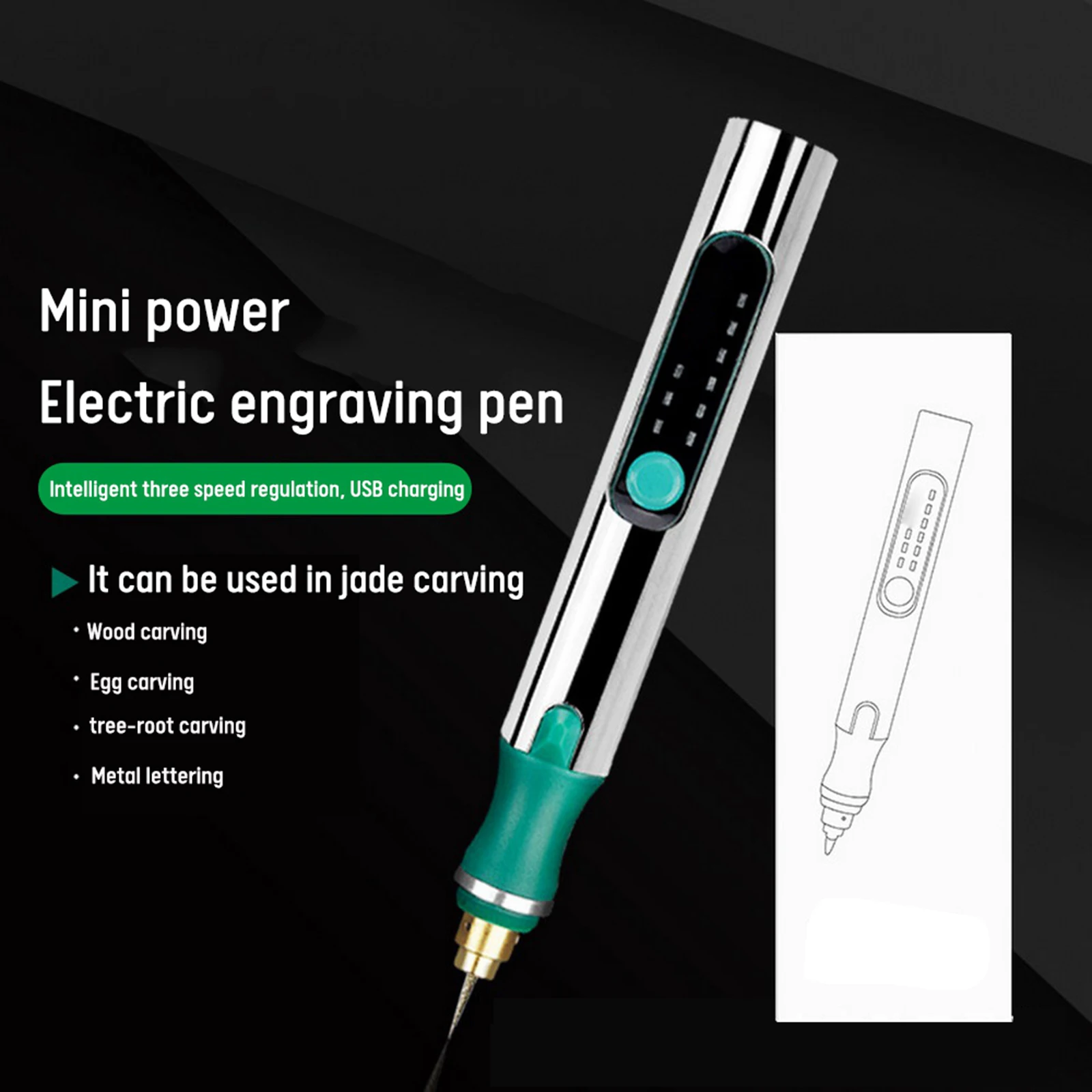 

Гравировальная ручка с регулировкой скорости, маленькая электрическая шлифовальная машина с литиевой батареей, электрическая гравироваль...