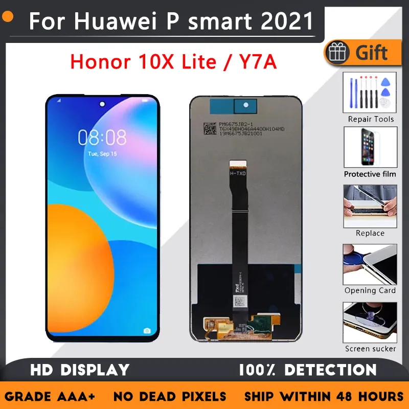 

ЖК-дисплей 6,67 дюйма для Huawei X10 Lite Y7A, дисплей P Smart 2021, сенсорный экран с дигитайзером в сборе, Замена с рамкой для телефона