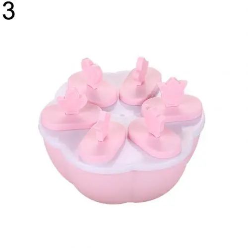 Pink Round Пластиковая форма для мороженого без мороженого, поднос, кухонный инструмент "сделай сам" с крышкой - Цвет: Pink Round