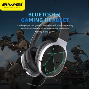 awei gaming headset bluetooth v5 0 3d sound foldable wireless wired headphone 5000mah battery with external microphone a799bl free global shipping