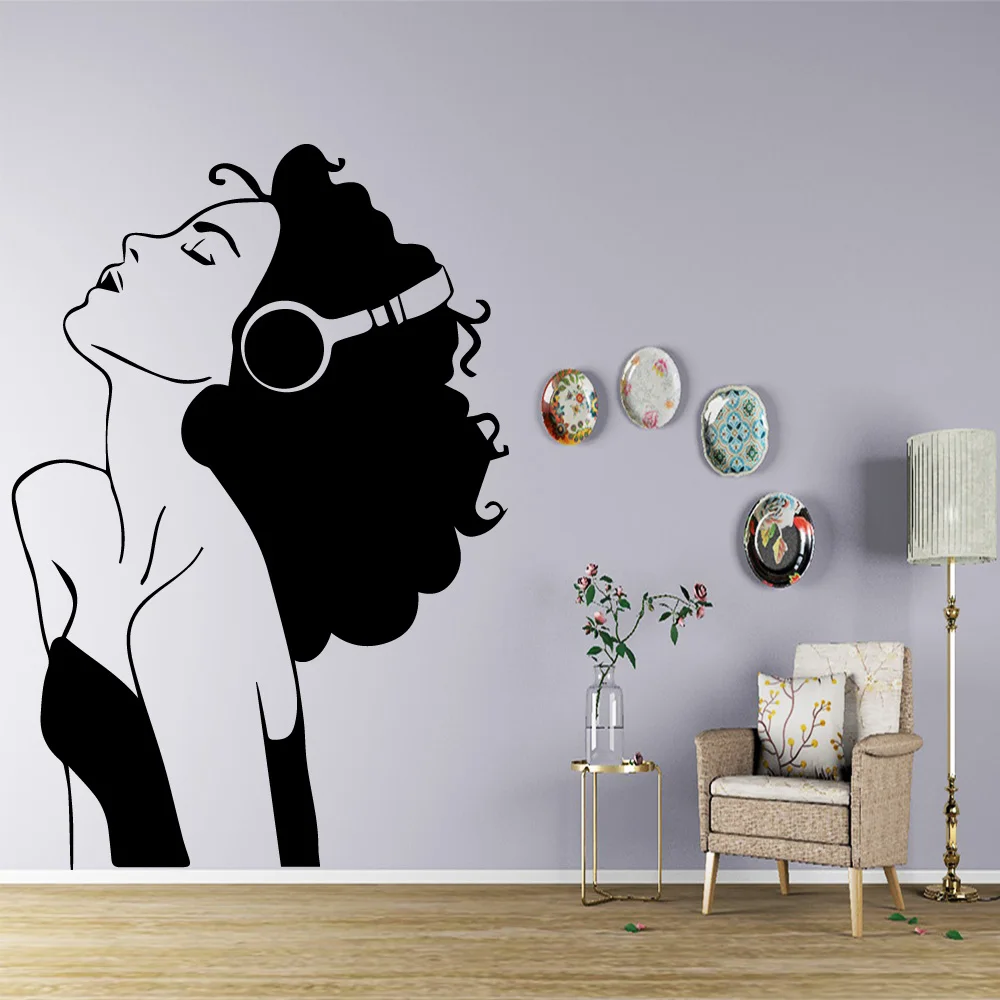 

Comfortable Listen To Music Wall Sticker Art Decal Pvc Material Stickers In The Living Room Background Wall Art Decal
