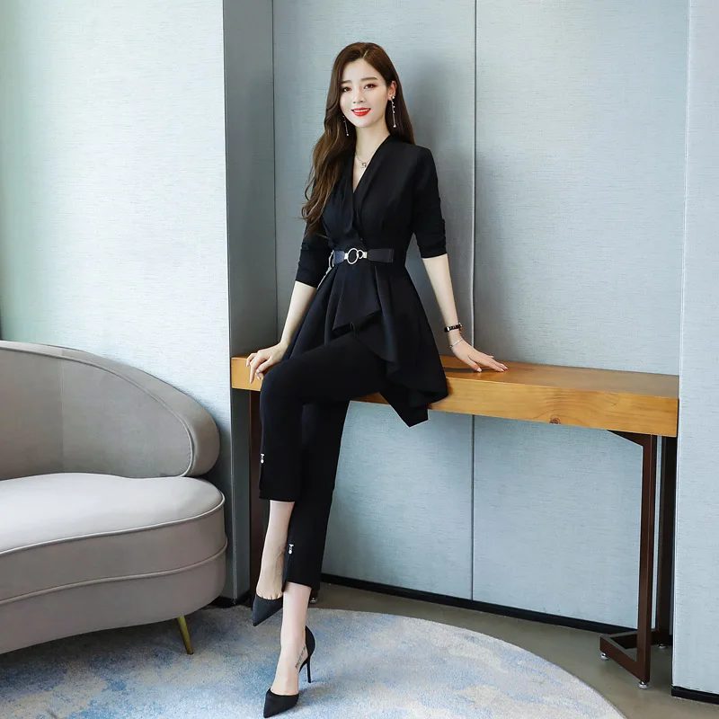 Для женщин осенний комплект с платьем длинными рукавами iregular блузка футболки +