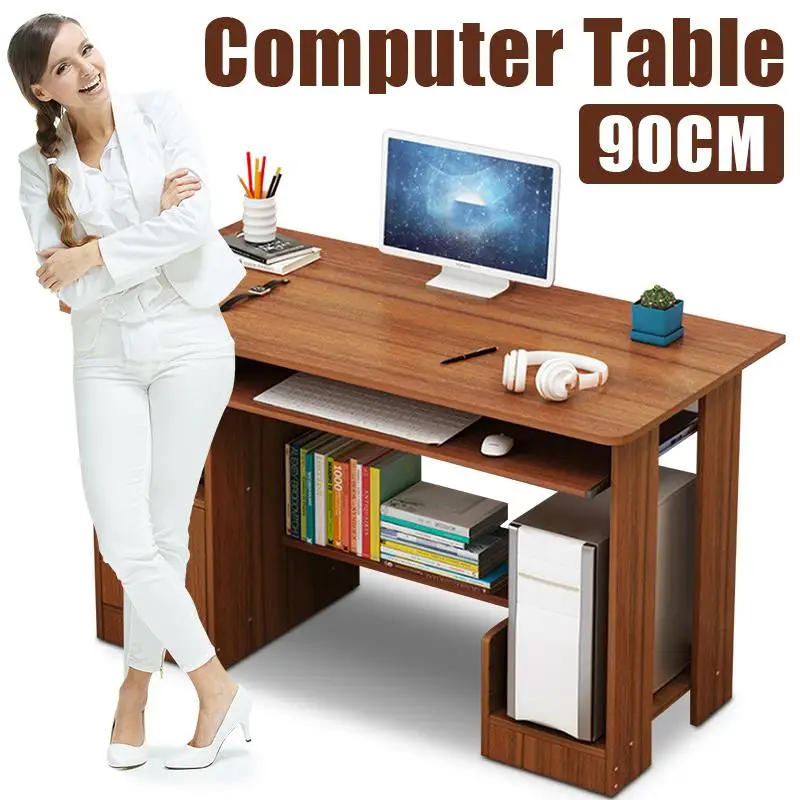 

90CM Modern Study Desk Laptop Computer Desk With Drawer Shelf Office Home Bedroom Desk