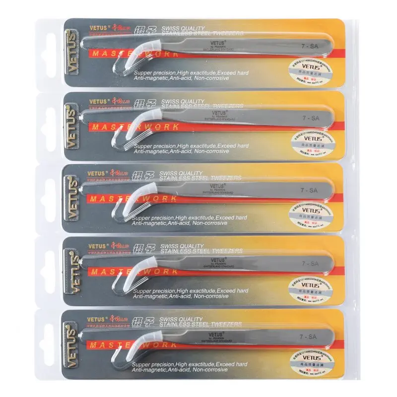 

10pcs Per Lot Vetus Stainless Steel Eyelash Tweezers False Eyelash Tweezers