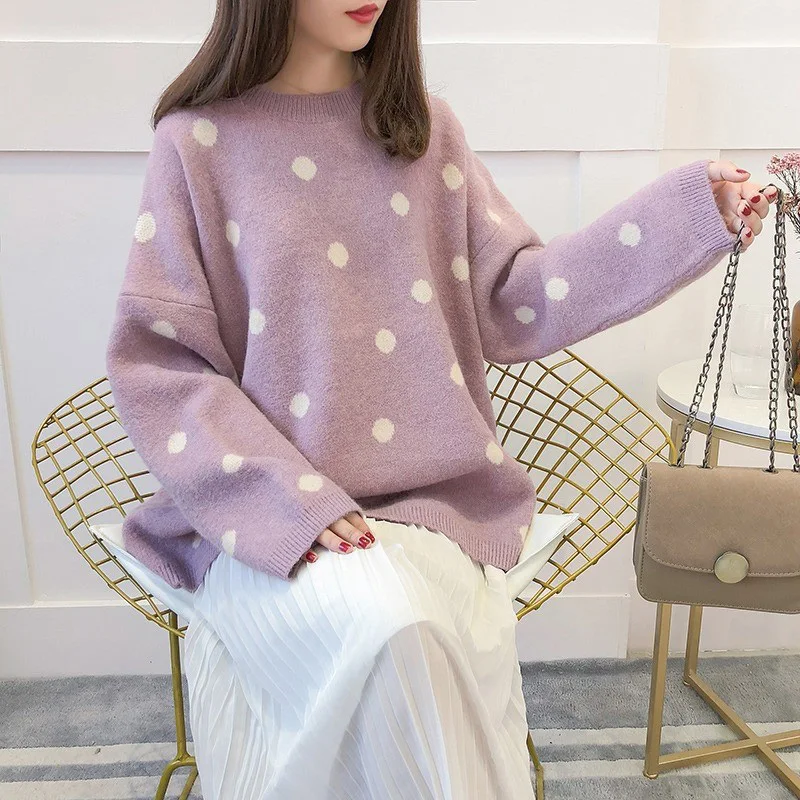 Fitshinling корейский Kawaii горошек зимний женский свитер одежда длинный рукав