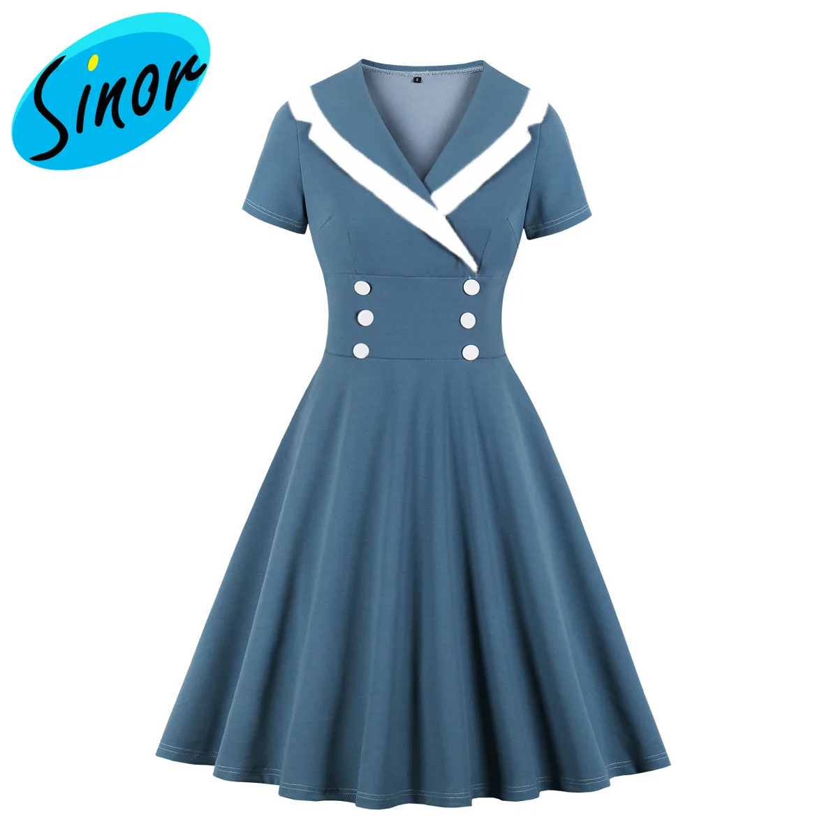 

Aw2021 women's V-neck contrast stitching dress 2161 party dress