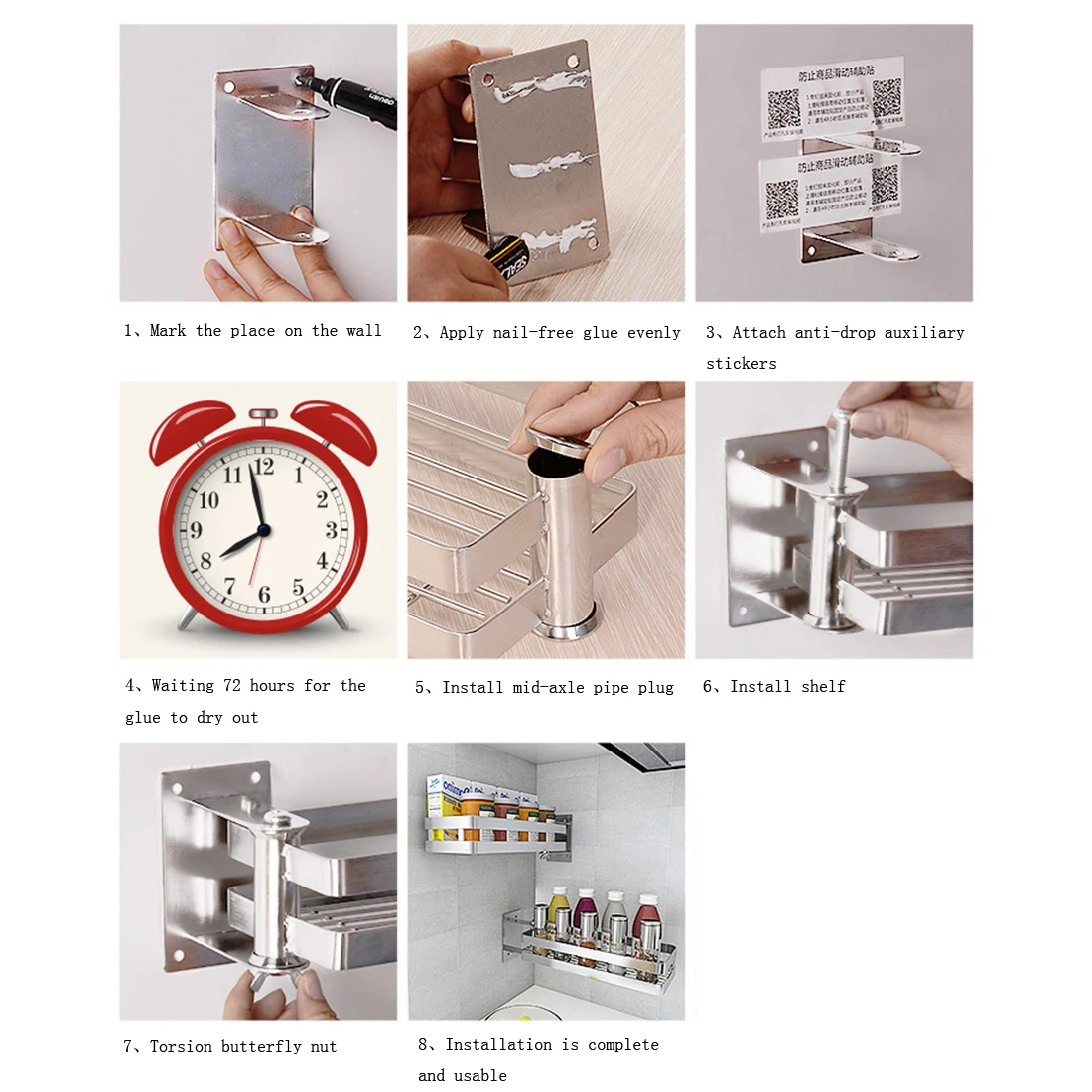 1/2/3 х уровневая 120 мм перфорация Нержавеющая сталь вращающийся специй настенный