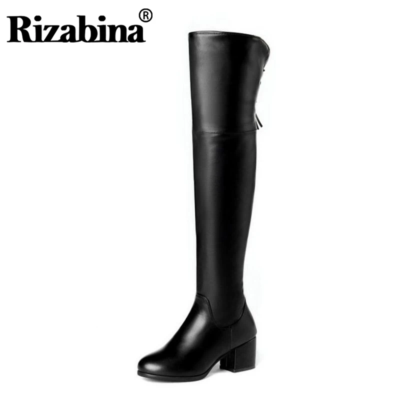 RIZABINA/офисные женские сапоги на высоком каблуке размера плюс 32 45 теплая меховая