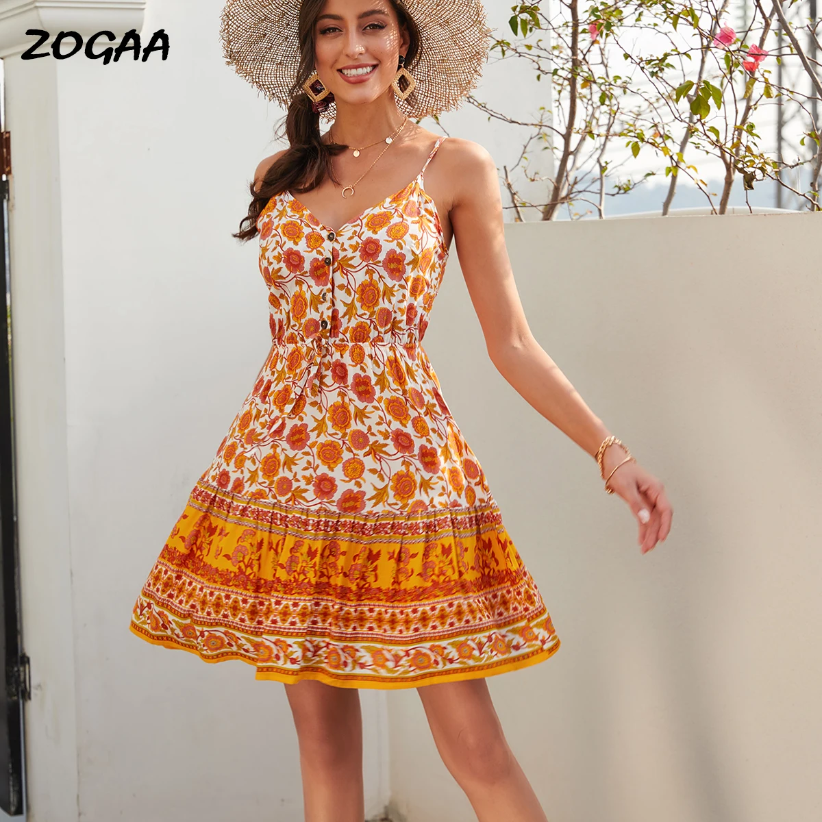ZOGAA платье в богемном стиле женские летние красные платья цветочек с открытой