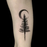 waterproof temporary tattoo sticker black moon pine tree design body art fake tattoo flash tattoo arm leg male female