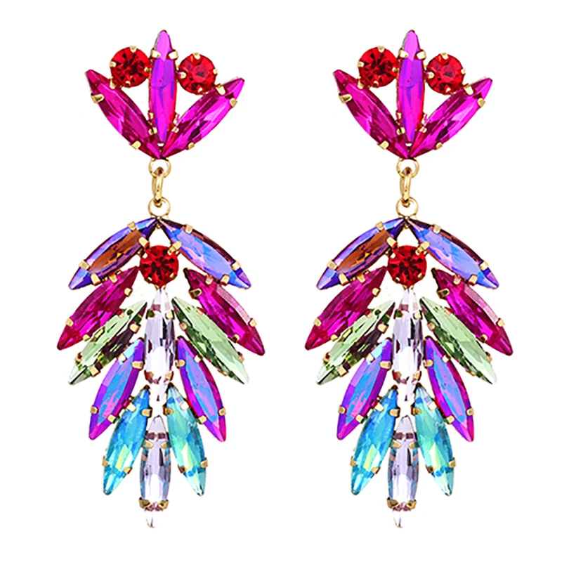 

ZHINI 2021 New Vintage Simple Green Crystal Long Earrings for Women Luxury Rhinestone Dangle Drop Earring Statement Jewelry Gift