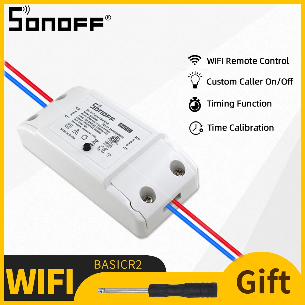 

Беспроводной переключатель SONOFF Basic, 10 А, 220 В, Wi-Fi, таймер, беспроводной пульт дистанционного управления, поддержка умного/Google Home, автоматизац...