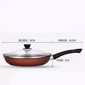 28cm with lid Сковорода антипригарная сковорода без масла дымовой горшок Бытовая маленькая сковорода универсальная индукционная плита газовая плита сковорода кухонный горшок - Цвет: 28cm with lid