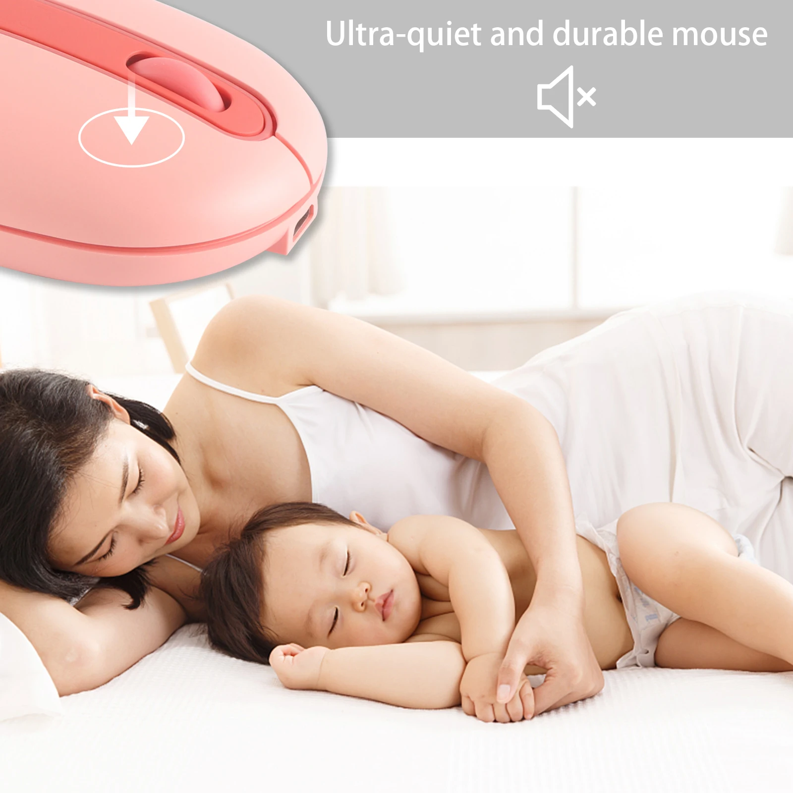 

2.4Ghz Wireless Mouse 1600DPI USB Optical Pink Office Mause Ergonomic Gamer Silent Mice Rechargeable For Laptop Desktop Computer