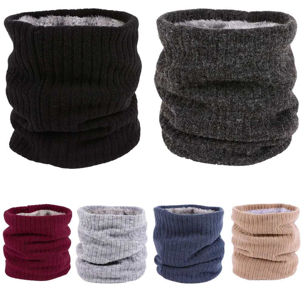 Зимний теплый шарф-труба 2021 флисовый вязаный шарф с круглым кольцом модные