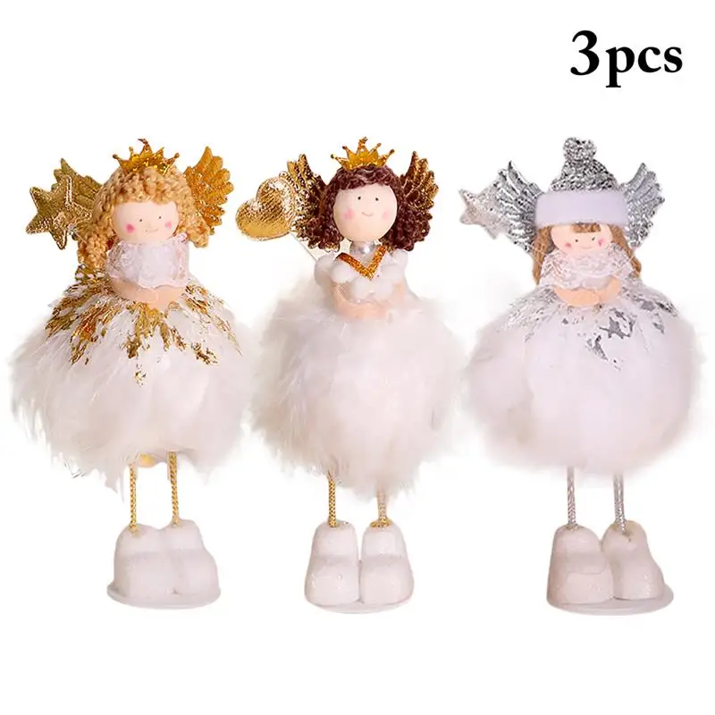 

2020 New Year Latest 3pcs Christmas Angel Dolls Cute Xmas Tree Ornament Christmas Decoration for Home Navidad 2019 Kid Gift