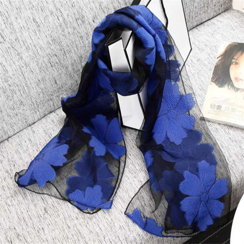 90 180 см Женский Искусственный шелковый шарф с цветочным узором шарфы для девочек