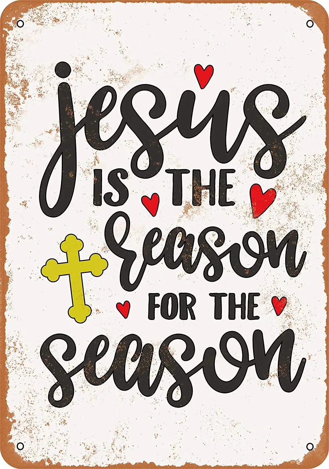 

WallColor 8*12 Metal Sign Jesus is The Reason for The Season Vintage Look