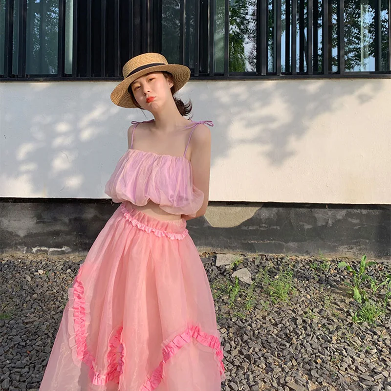 

DEAT Women Purple Mesh Strapless Short Camis Tank Tops New Strapless Sleeveless Personality Fashion Spring Summer 2021 2F0293