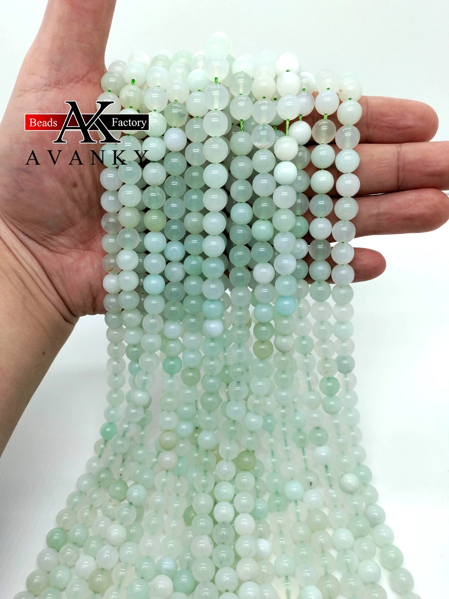 

Wholesale (1 Strand) Natural Green Opal Smooth Round Gem Stone Loose Beads For Jewelry Making DIY Design 15" 6 8 10MM