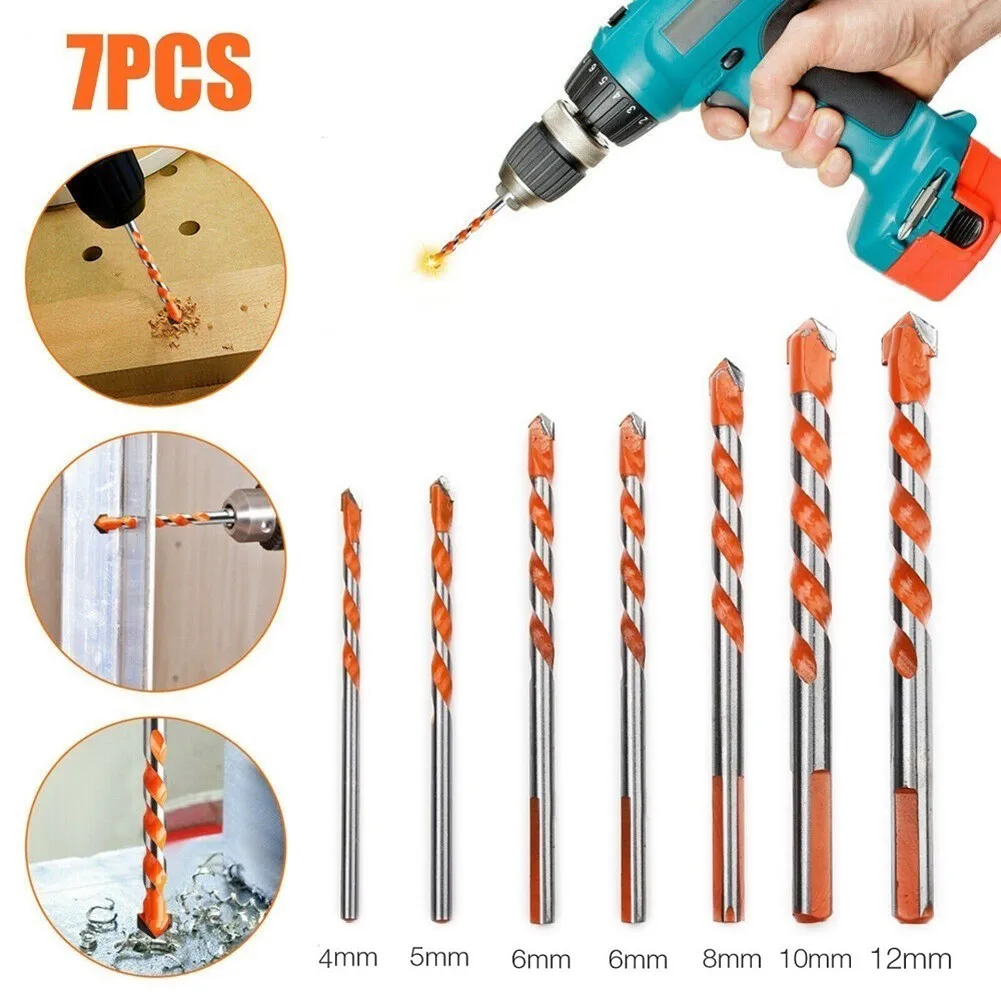 

7pcs/Set Multifunctional Alloy Tile Drill Bit Ceramic Glass Punching Hole Working For Drywall Brick Tiles Wood 4/5/6/6/8/10/12mm