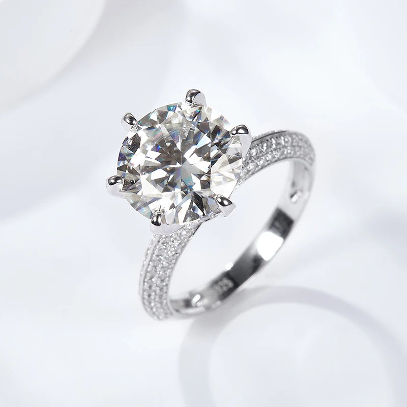

925 Sterling Silver 3-5CT Moissanite Ring VVS Lab Diamond Fine Jewelry for Women Wedding Party Anniversary Gift