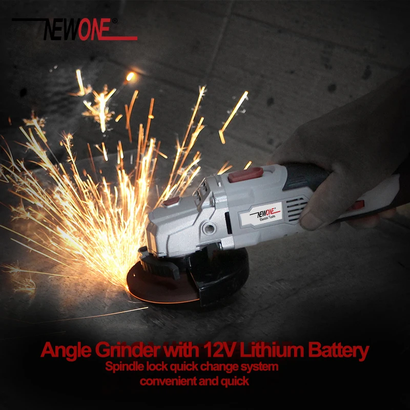 

NEWONE 12V Wood Grinding Machine Electric Cordless M10 100mm Angle Grinder Power Tool Variable speed With Li-ion 2.0Ah Battery