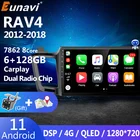 Eunavi 6G 128G Android 11 автомобильное радио для Toyota RAV4 2013 2014 2015 - 2018 мультимедиа плеер Видео Аудио головное устройство GPS 2DIN DVD