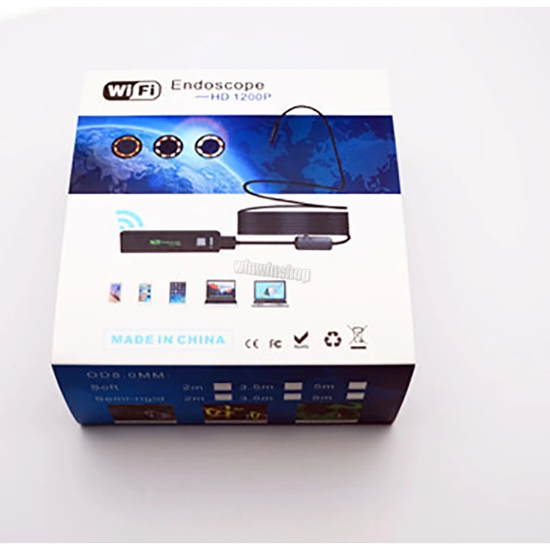 Wifi эндоскоп объектив камера HD 1200P2-10M мини Водонепроницаемый Жесткий провод
